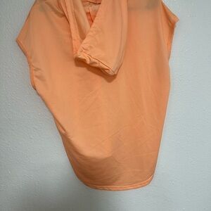 SHEIN Peach Hooded Sleeveless Sweatshirt